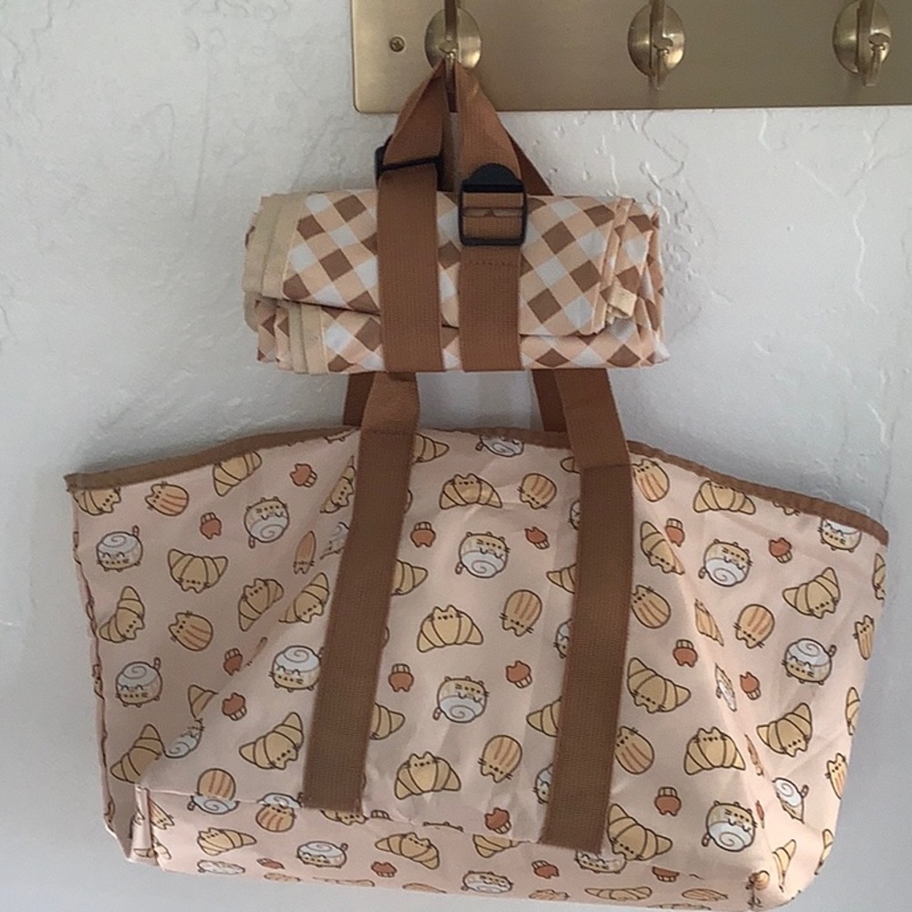 Pusheen Pastry Print Tote with Checkered Pouch